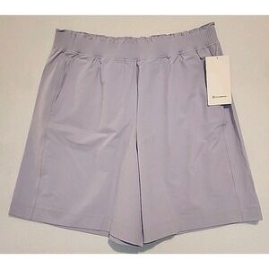 LULULEMON Stretch Woven Ruffle-Waist High-Rise Shorts 9" Lavendar Size XL